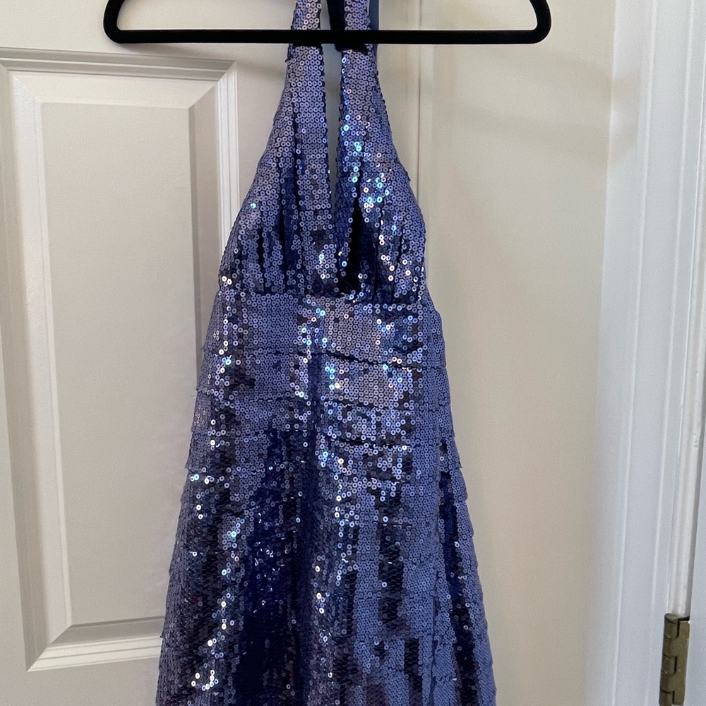 Gorgeous Sequin Violet Dress with Ribbon Style Halter Top
